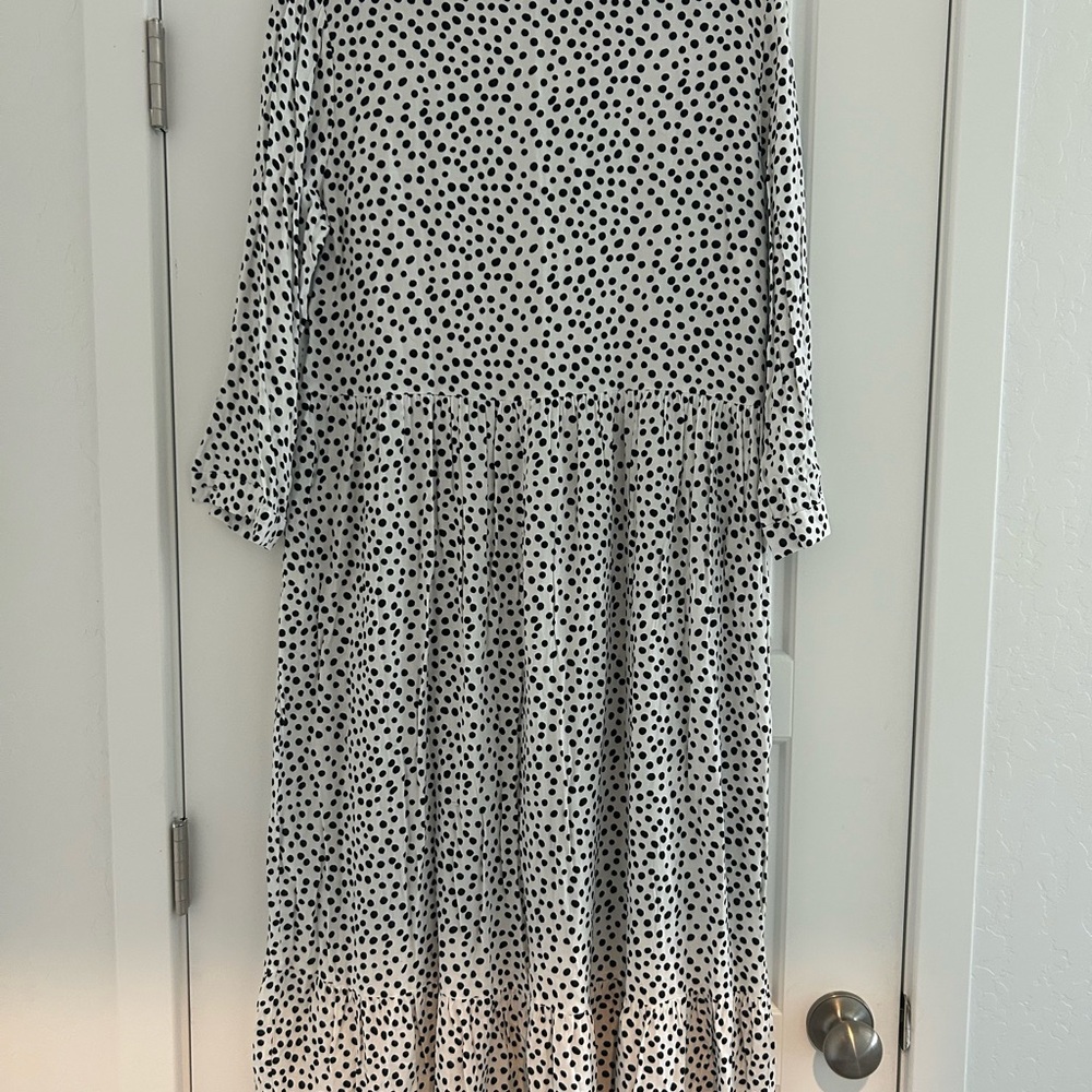 Time and Tru Black and White Polka Dot Maxi Dress